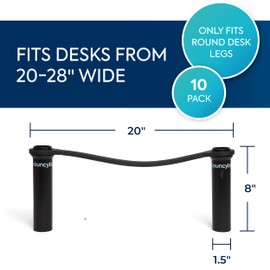 Bouncyband Original Bouncy Bands for Desks, Black, 1-Pack – Desk Chair Bands for 20” to 28” Wide Desk Legs with 1.5” Diameter Support Pipes – Silent Sensory Tool Increases Focus and Relieves Stress
