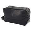 GERMANUS Black Leather Toiletry Bag, black, Toiletry bag with zips