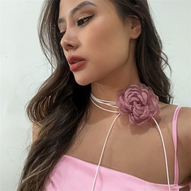 Stocking Stuffers Gifts for Women Flower Necklace Floral Choker Big Rose Flower Choker Necklace Vintage Camellia Necklace Jewelry for Women Girls