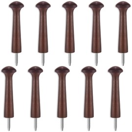 10 Pieces Wooden Shaker Peg Screw-on Pegs 3.62 Inch Long Unfinished Wood Shaker Racks for Hanging Clothes Hats Towel and More DIY Paint Color (Dark Brown)