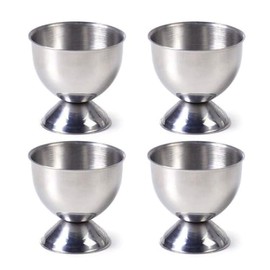 PIQIUQIU Set of 4 Egg Cup Holder Stainless Steel Egg Stand Egg Holder Container Egg Serving Cup for Restaurant, Home, Kitchen