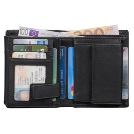 Benthill Men's Genuine Leather Wallet - Wallet with RFID Protection - Large Wallet for Men - Vintage Leather, black