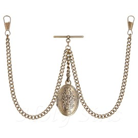 Holy Sins Jewellery Customizable Albert Pocket Watch Chain with Oval Locket Pendant – Handcrafted in the UK (14")