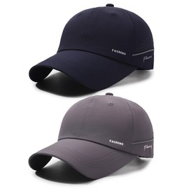 AYPOW 2 Pcs Baseball Cap Unisex Schnell Trocknend Basecap Sports Running Cap, UV Schutz Leichte Baseballkappe mit Reflexstreifen Laufmütze Sommermütze Golf mit Verstellbar Snapback Damen und Herren