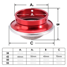 Carburetor Velocity Stack 42mm Air Cleaner Filter Modified Trumpet Alloy with Steel Mesh for GY6 150cc PD24J PZ24 PZ30 PHBH Carb (Red,42mm-H20)