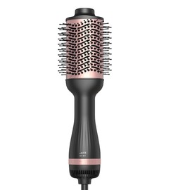 Hot Air Brush Blow Dryer in One, 4-in-1 Ionic Hair Dryer and Styler Volumizer with 3.2" Oval Barrel, 33000RPM High-Speed Motor, Hot Air Straightener Brush, All Hair Types, Rose Gold