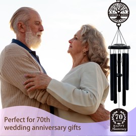 37'' 70th Anniversary Wind Chime Gifts,Golden Wedding Anniversary Presents,Happy 70th Wedding Anniversary Decorations for Parents,Couples,Husband,Wife,Friends