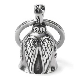 Silver Angel Wings Motorcycle Guardian Bell - Biker Lucky Charm Keychain for Safe Riding & Road Protection
