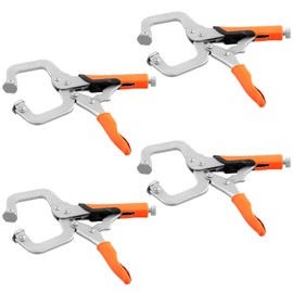 SEUNMUK 4 PCS 6 Inch C Clamp Locking Pliers, Metal Locking C Clamp Vise Grip Face Clamps for Woodworking, Electrician Maintenance, Craftsman Home Workshop, Pocket Hole Joinery