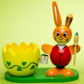 Sikora OD08 Easter Decoration Wooden Egg Cups with Easter Bunny Figures Set of 2, Colour/Model: A2, Set of 2, Red/Blue