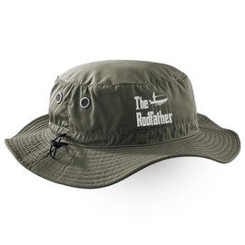 Purple Print House Embroidered The Rodfather Cargo Bucket Hat for Men Funny Fishing Fisherman Fish Gift for Dad Grandad, One Size, Olive Green