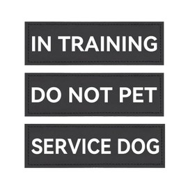 XNHIU 3pcs Service Dog Harness Patch Leather Reflective Removable Tags Black Magic Sticker Patch for Service Dog (13 * 3.8cm)