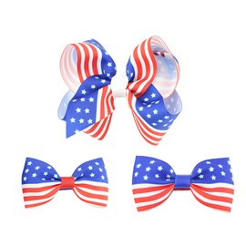 Baby Flag Hairclips Ribbon Hairgrip Kids Hairpin Hair Clips Alligator Pins JHN06 (3 Pcs-Set A)