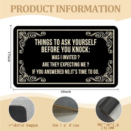 WARDOS Funny Door Mat, Think to Ask Yourself Before You Knock Doormat for Front Door Indoor Outdoor Entrance Porch, Humorous Sarcastic Welcome Mat Outside, Funny Bath Mats, 17x30 Inches