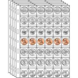 840 Pockets Coin Pages, 20 Sheets 42-Pockets Coin Collection Pages Coin Binder Insert Sleeves w/ 9 Holes