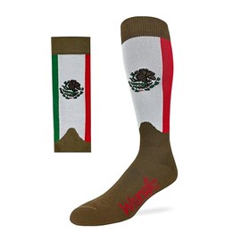 Wrangler Mens Ultra Dri Mexico Flag Western Boot Socks 2 Pair Pack (US, Alpha, Large, Regular, Regular, Coyote Brown)