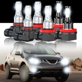 CHUSYYRAY For 2009-2014 Nissan Murano LED Headlight Bulbs High Low Beam Fog Light Bulbs 6X