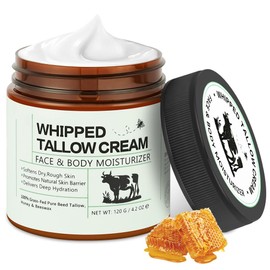 BUTBU Beef Tallow Skin Care, 120g Tallow and Honey Balm, Natural Organic Grass-Fed tallow Face Cream, Deeply Nourishing Hydration Moisturizer for Face, Body and Dry Skin