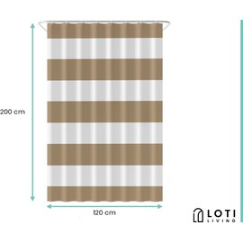 Loti Living Anti-Mould Shower Curtain 120 x 200 cm Sand Waterproof Polyester Includes Rings Shower Curtains Anti-Mould Shower Curtain Bath Shower Curtain