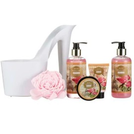 Draizee Rose Scented Bath Essentials Women's Heel Shoe Home Spa Gift Basket