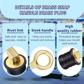 Drain Plug 3/4-inch, 1-inch or 1-1/4-Inch Snap, Drain Plug Twist-Turn Marine Boat Drain Plugs, Stainless Steel Snap Snap Handle with Rubber Boat Drain Plug Stainless steel19mm