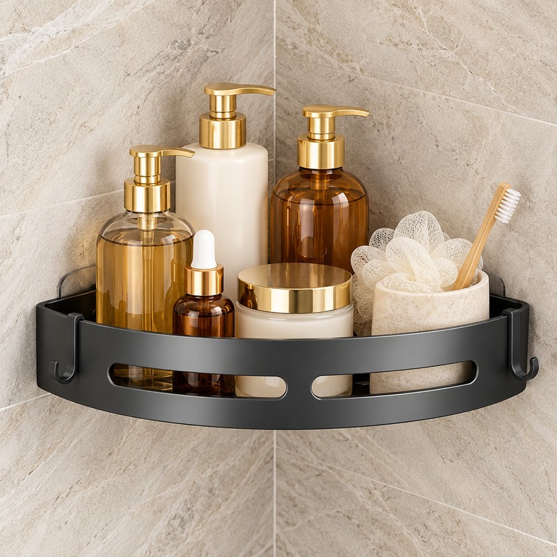 Corner Shower Caddy for Bathroom Storage – No-Drill Wall-Mounted Shelf