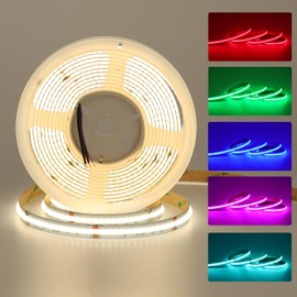 JOYLIT 24 V COB RGBW LED Strip 5 m Indoor RGB + 4000 K Natural White Colour Changing 5 Pin LED Strip 784LEDs/M 19 W/M Very Bright, Flexible LED Strip No Light Dots for Kitchen, Bedroom, DIY Lighting