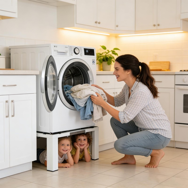 Adjustable Washer Dryer Pedestal, 12” Heavy Duty Stand (1200 lbs),