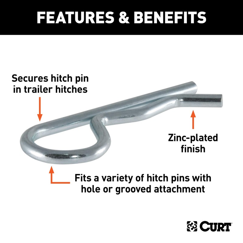 CURT 21600 Trailer Hitch Clip for 1/2 or 5/8-Inch Pin