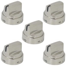 XSPANDER 5 Pcs WB03X24818 Stove Knob Replacement Fit for GE Gas Stoves JGB660EEJ2ES JGB660EEJ3ES, Replace AP5989029, PS11729081, Reinforced D-Shape Hole, Silver