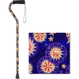 Nova Joy Designer Offset Walking Cane for Seniors - Unisex Adjustable Lightweight Aid with Foam Handle, Wrist Strap and Anti-Rattle Lock - Essential Mobility Support - Celestial