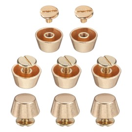 HARFINGTON 8 Set Rivets Stud Handbag Purse Feet 1/2" Flat Head Studs Screw Back Spikes Alloy Rivets Buckle Leathercraft for Leather Bag Totes Clothing DIY, Gold Tone