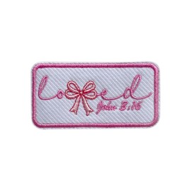 MEIYSTICK John 3:16 Loved Coquette Bow Embroidery Patch for Clothes Backpacks Hats Jeans Bags, Bible Verse Size 3" Iron Patch or Sew On Patches, Applique Embroidery Patches, Girly Gift for Christian