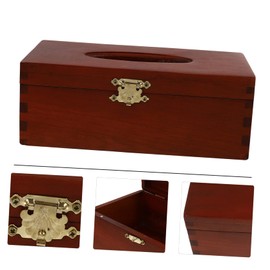 FELTECHELECTR 1pc Solid Wood Tissue Holder Case Dark Red Napkin Storage Container for Home Office Car Decorative Holder Stylish Tissue Dispenser for Desktop Bathroom