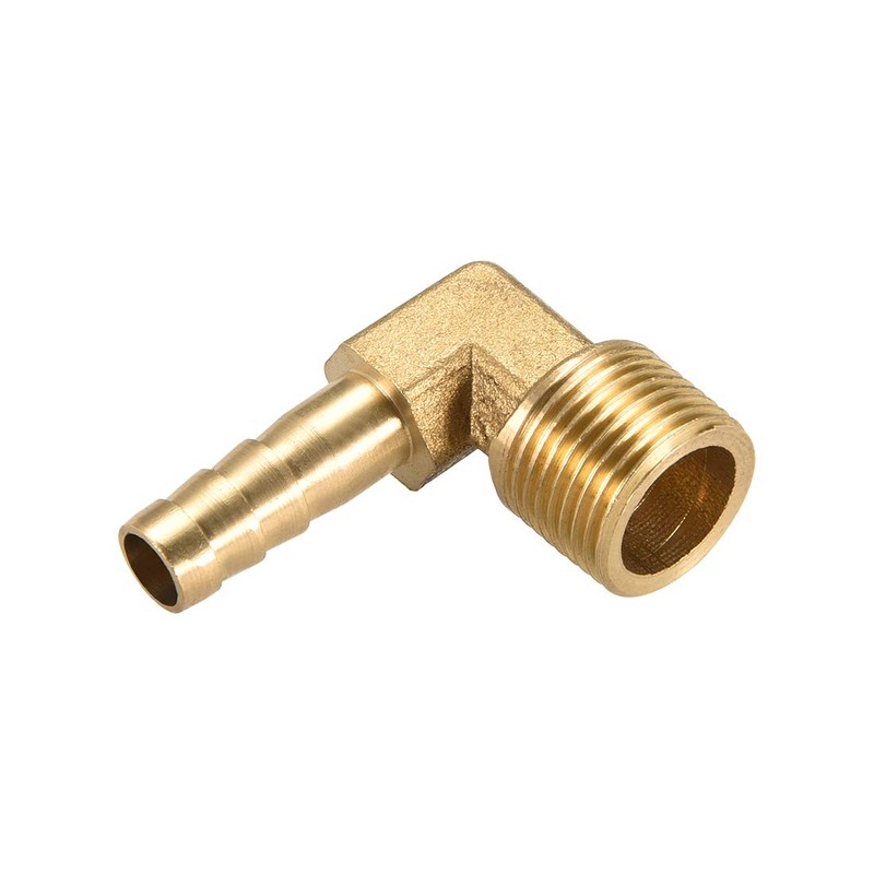 sourcing map Brass Barb Hose Fitting, 90 Degree Elbow 8mm