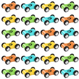 XLSXEXCL 24 Pcs Wooden Cars for Ramp, Wooden Car Ramp Replacement Car Toy Vehicle Play Sets Top Bright Car Ramp Toy for Race Track Replacement Cars, Aged 3+ Toddlers Party Gift