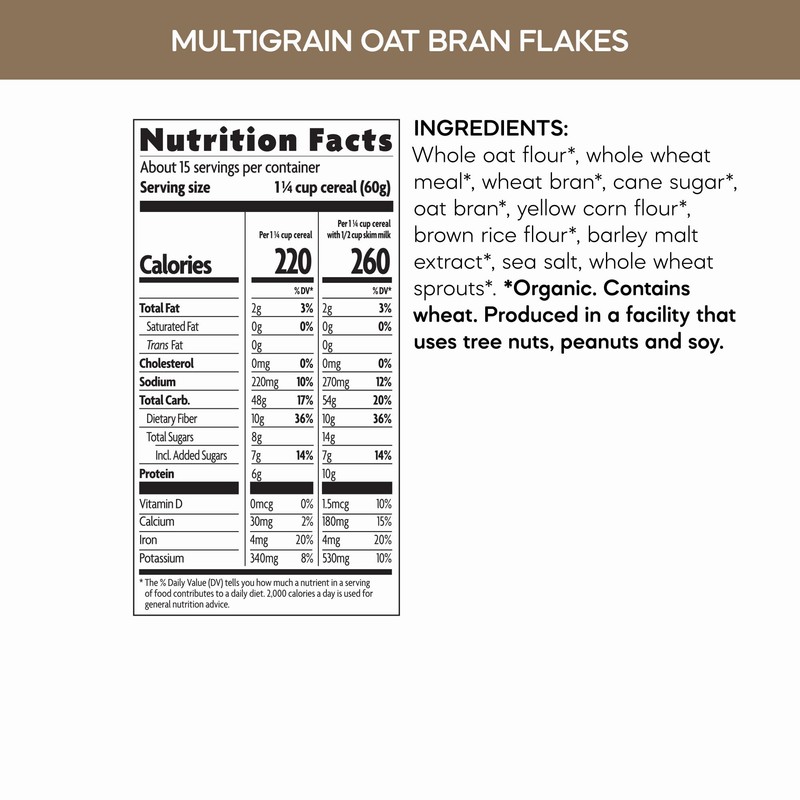Nature's Path Organic Multigrain Oat Bran Flakes Cereal, 32 oz