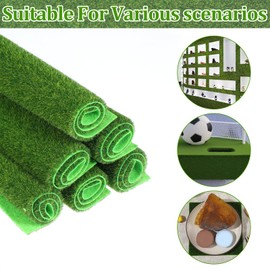 Nogeqi Pack of 6 Artificial Grass Decorative Miniature Lawn 15 x 15 cm Artificial Grass for Crafts, Garden Artificial Grass Miniature Garden Decoration, Model Making Lawn Fake Grass Decor for Crafts
