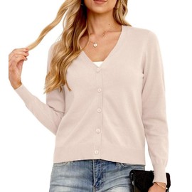 GRECERELLE Long Cardigans for Women UK Ladies Cardigans Open Front Button Top (Apricot, XL)