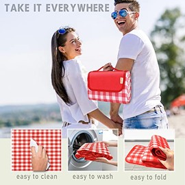 SAMSIER Manta Picnic Grande, Tapete Picnic Impermeable, Prevención de La Arena, Playa Camping al Aire Libre (150 x 200cm, Rojo)