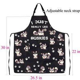 ENSIANTH Husky Apron Husky Gifts for Husky Lovers Cooking Kitchen Chef BBQ Grill Apron with Pocket Husky Dog Owner Gifts (24711 Husky Apron)