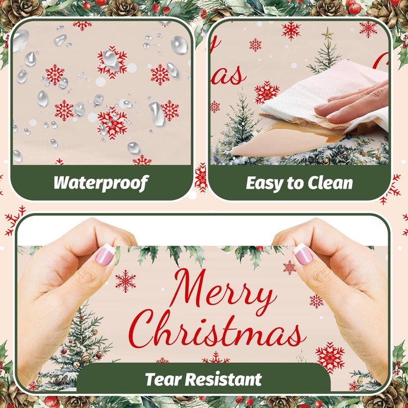 3 Pcs Christmas Snowman Tablecloth Christmas Decorations Xmas Tree Party