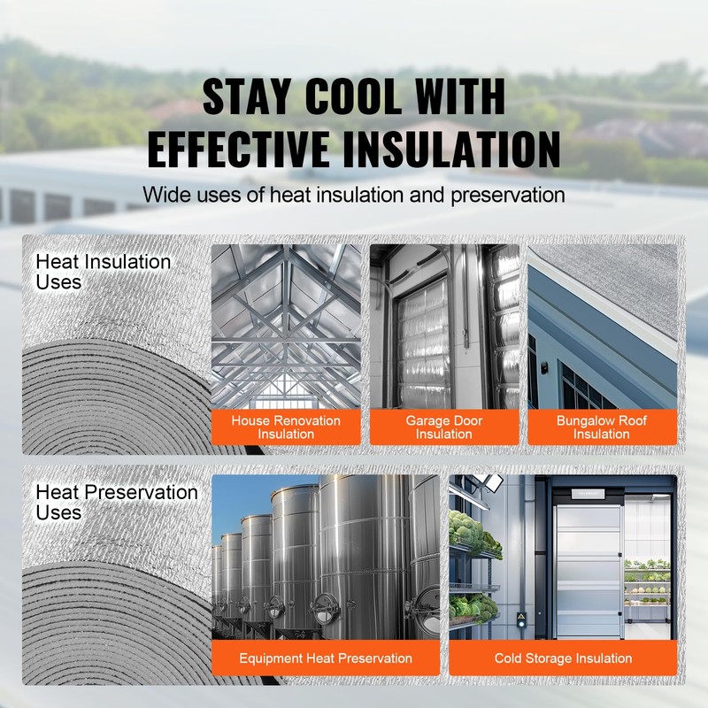 VEVOR Double Reflective Insulation Roll, Foam Core Radiant Barrier, 3.2