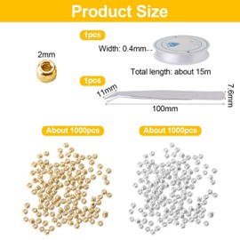 NIDHFG 2000 Beads, Equipped With 1 Piece Of Tweezers And 1 Roll Of Elastic Rope, Diy Handicraft Materials, Jewelry Making, Bracelets, Necklaces, And Pendants.