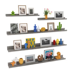 Lyeasw 47 inch Floating Shelves for Wall Set of 5, Grey Wall Mounted Shelves with Lip for Bathroom, Bedroom, Kitchen, Office