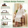 Shower Stool with Shelf and Handrails, Solid Water-Resistant Teak Shower