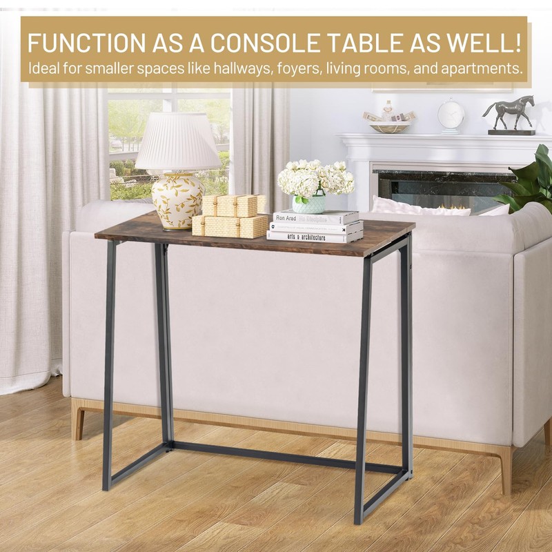 FurnitureR Folding Writing Desk, 31.5 Inches Foldable Home Office Desk,