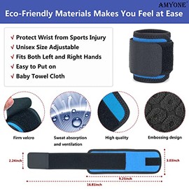 AMYONE Paquete de 2 Muñequeras Deportivas para Mujer Y Hombre, Muñequeras Ajustables Y Altamente Elásticas para El Sudor, Soporte de Compresión para T