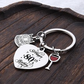 Guqqeuc 80th Birthday Gifts for Mummy & Daddy - 80 Year Old Gift Ideas for Husband, Wife, Friend & Bestie - Keychain