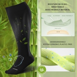 LEVSOX Plus Size Compression Socks for Women&Men Wide Calf 15-20 mmHg Knee High Extra Large Calf Support Socks for Nurse, Medical, Travel, Black, Polkadots, Stripe